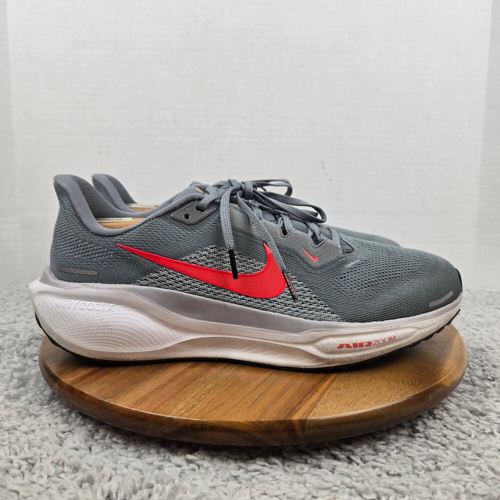 Nike Mens 11.5 Pegasus 41 Cool Grey Bright Crimson Road Running Shoe FD2722-013 - Picture 3 of 13